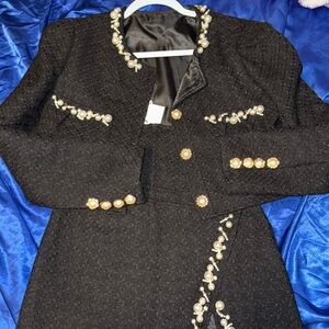 Jacket and skirt embellished set